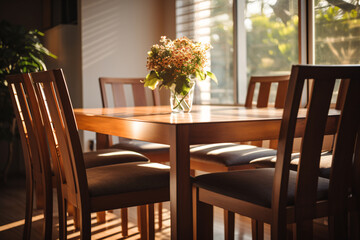 a table with a vase of flowers on it