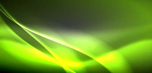 Neon-lit waves surge across background, mesmerizing dance of luminescence and motion. Dynamic backdrop captures essence of energy and modern aesthetics