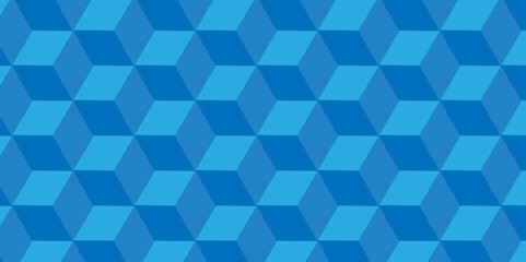 Obraz premium Abstract cubes geometric tile and mosaic wall or grid backdrop hexagon technology. blue geometric block cube structure. Seamless geometric pattern grid backdrop triangle abstract background.
