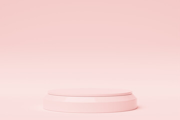 Realistic 3d cylinder pedestal podium. Abstract  rendering geometric platform. Product display presentation. Minimal scene.