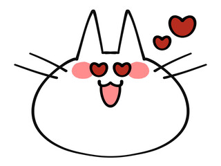 目がハートマークの顔のみにゃんこアイコンイラスト素材