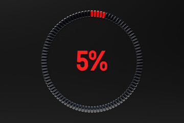 Device for measuring intensity. Round panel with scale on a black  background. 3D illustration