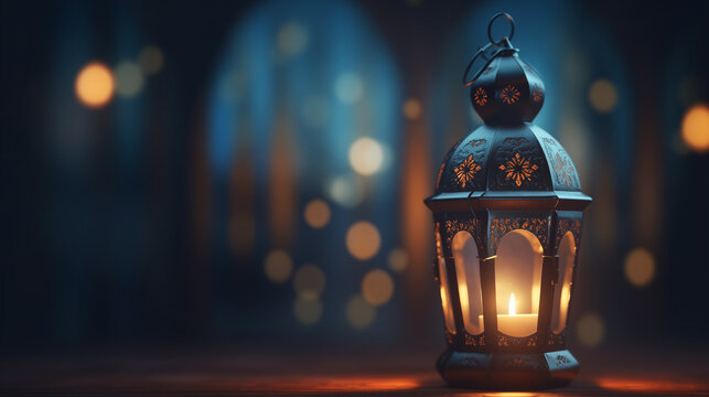 Arabic lantern of ramadan celebration, Muslim Holy Month Ramadan Kareem Arabic Lantern , ai generative