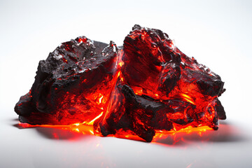 a pile of lava with a light shining on it