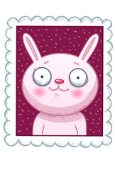 stamp with pink hare vector illustration