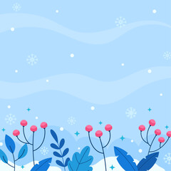 Fototapeta na wymiar Flat winter season with flower square background illustration