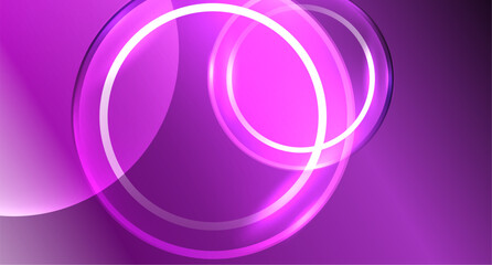 Neon glass circle copyspace for your text or product presentation geometric background. Vector illustration For Wallpaper, Banner, Background, Card, Book Illustration, landing page