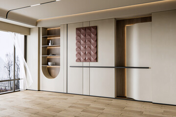 3d rendering dining room modern minimalist interior 