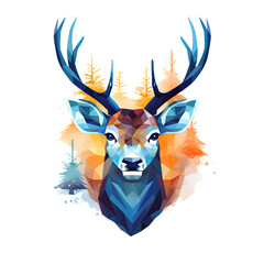 Cartoon Artistic Style Reindeer Illustration No Background Perfect for Print on Demand Merchandise