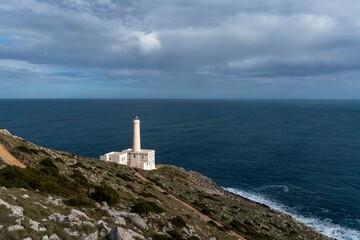 Fototapeta na wymiar view of the Punta Palascia Lighthouse and the Capo d'Otranto in Apulia in southern Italy