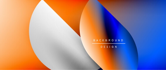 Circles and round shapes with gradients. Minimal abstract background, round geometric shapes, clean and structured design