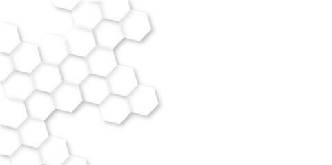 Abstract background with hexagons. Hexagonal structure futuristic white background and Embossed Hexagon, honeycomb white Background. hexagon concept design abstract technology background.	