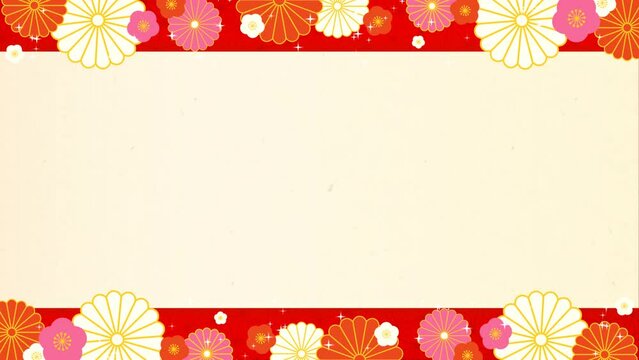 新年の背景素材・和紙・赤・装飾あり・キラキラ