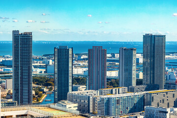 Skyscrapers along Tokyo Bay, Minato, Tokyo, Japan