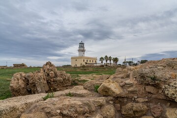 view of the ruins and lighthouse at Capo Colonna in Calabria