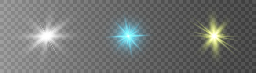 Light effect bright star isolated on transparent background for web design and illustrations Vector 10eps.