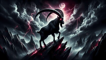 Capricorn Zodiac Sign Dark Fantasy - obrazy, fototapety, plakaty