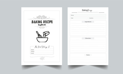 Baking Recipe Log Book. Daily Gratitude Monthly & Yearly Undated Planner. Journal. Printable Gratitude Journal. Planner Bundle Design. Printable Planner Set with cover page layout template