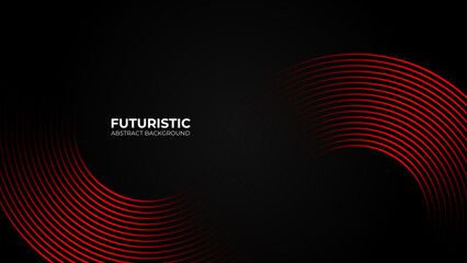 Futuristic abstract background. Glowing circle lines design. Swirl circular lines element. Future technology concept. Horizontal banner template. Suit for cover, banner, backdrop, website. Vector illu