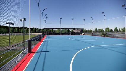 3d render futsal - mini soccer - football on rooftop - obrazy, fototapety, plakaty