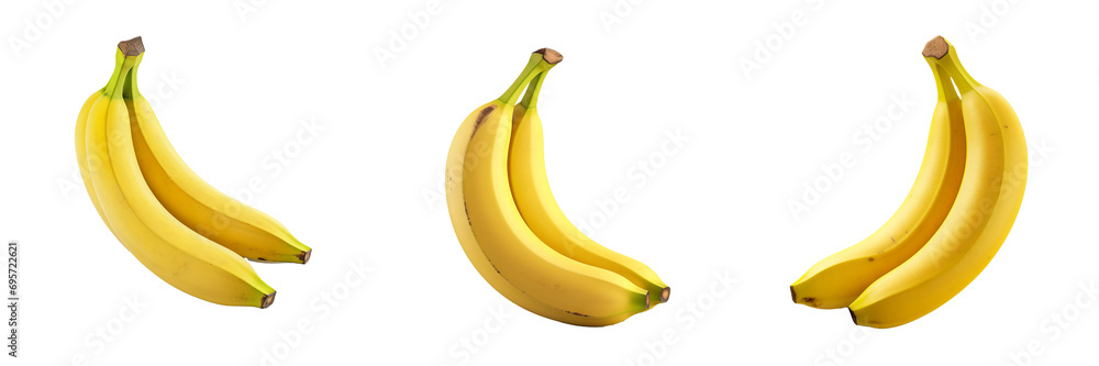 Poster vibrant banana characters in a transparent background set