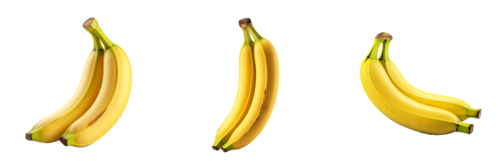 Tropical Trio: Vibrant Banana Collection on Transparent Background
