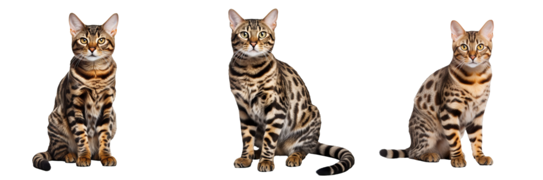 Majestic Bengal Cat Silhouette on Transparent Background - Powered by Adobe