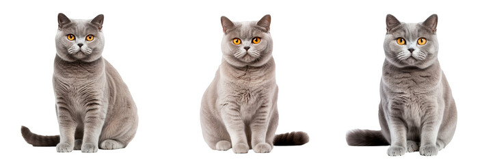 Feline Elegance: British Shorthair Cat in Transparent Isolation - obrazy, fototapety, plakaty