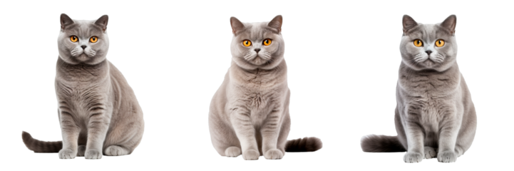 Feline Elegance: British Shorthair Cat in Transparent Isolation