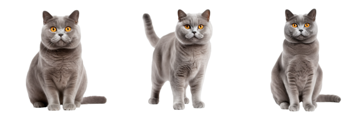 Graceful British Shorthair Cat: Full-body on Transparent Background