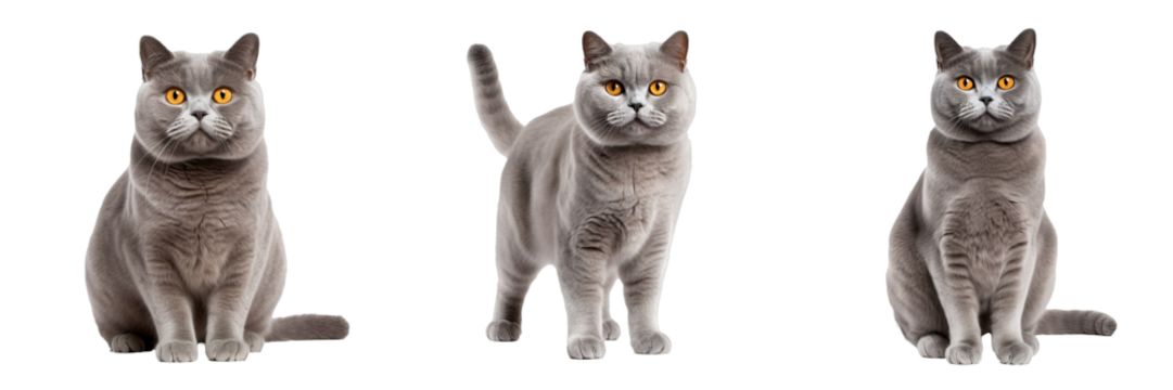Graceful British Shorthair Cat: Full-body on Transparent Background