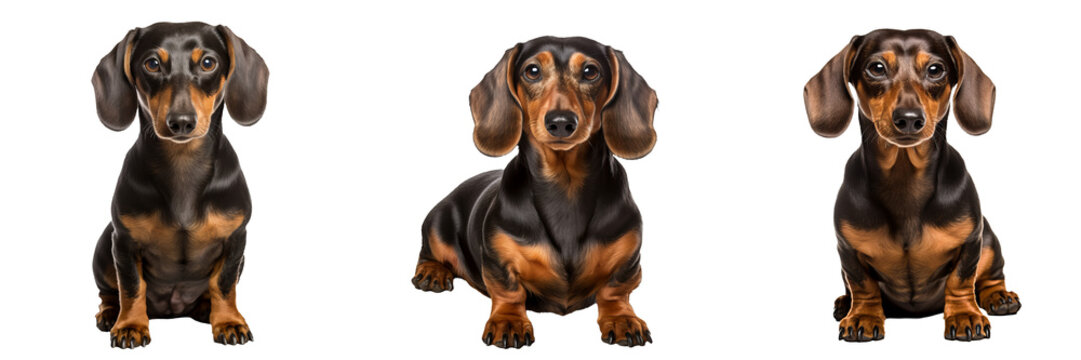 Adorable Dachshund Dog Collection on Transparent Background