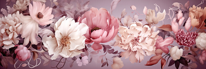 Close-up of a bouquet of pink flowers - Beautiful floral wallpaper - Baroque flower arrangement