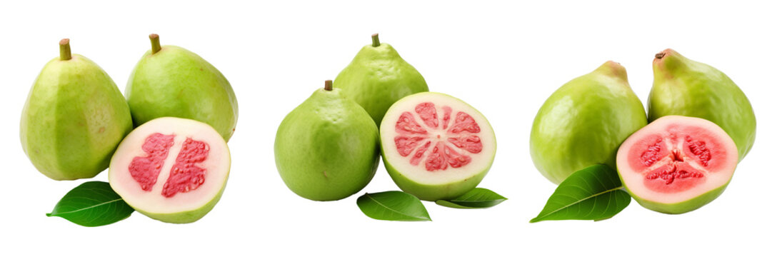 Vibrant Guava Fruit Set: Perfectly Ripe and Isolated on Transparent Background