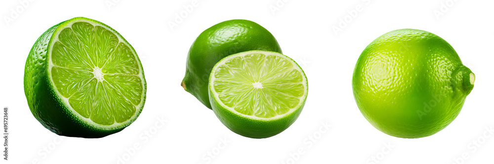 Poster refreshing lime fruit isolated on transparent background