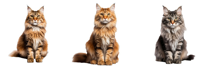 Majestic Maine Coon: Exquisite Full Body Illustration on Transparent Background - Powered by Adobe
