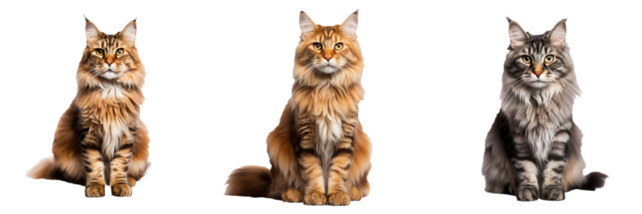 Majestic Maine Coon: Exquisite Full Body Illustration on Transparent Background