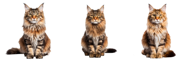 Graceful Maine Coon Cat: Full Body Shot on Transparent Background