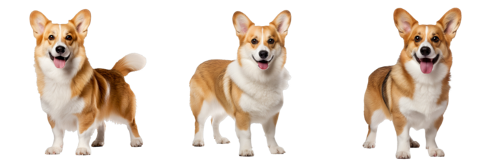 Playful and Adorable Pembroke Welsh Corgi Set on Transparent Background