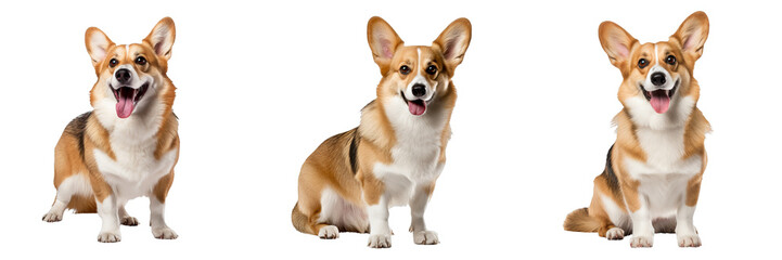 Playful Pembroke Welsh Corgi in Transparent Background: A Wholesome Trio of Canine Charm