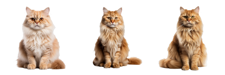 Graceful Persian Cat Silhouette on Transparent Background