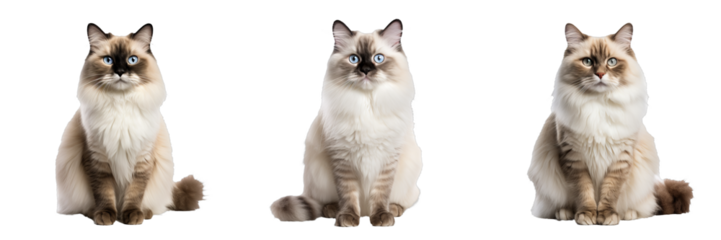 Whimsical Ragdoll Cat in Full Glory: Transparent Background