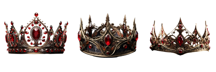 Enchanting Red Fantasy Crown: Majestic Decor on Transparency