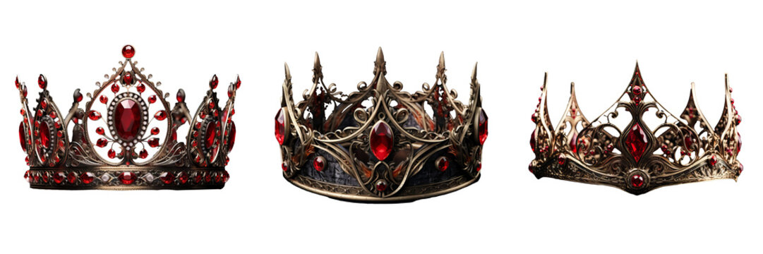 Enchanting Red Fantasy Crown: Majestic Decor on Transparency