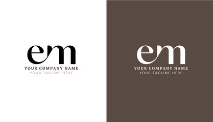 EM logo Typographic icon with EM letter EM monogram logo Business logo Creative logo  - obrazy, fototapety, plakaty