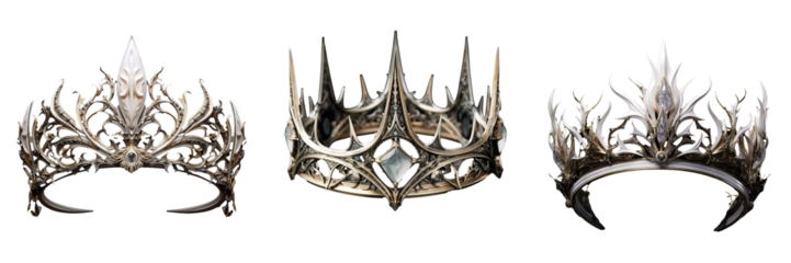 Majestic White Crown Elegantly Adorned on Transparent Background