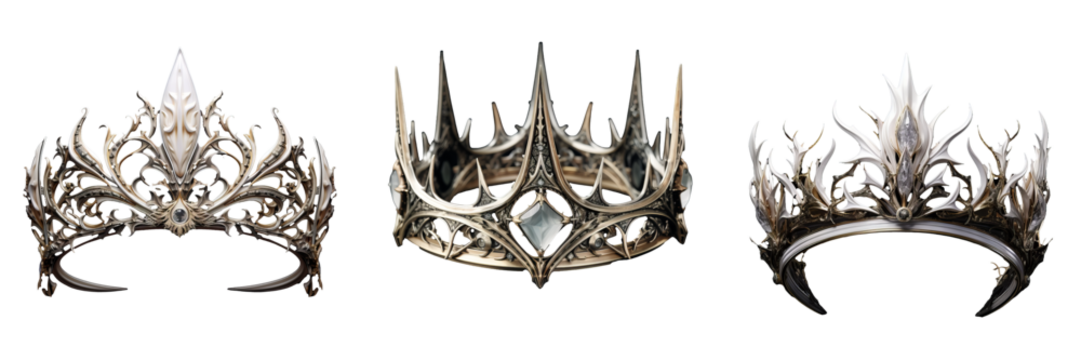 Majestic White Crown Elegantly Adorned on Transparent Background