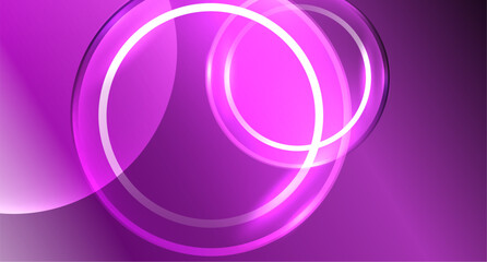 Neon glass circle copyspace for your text or product presentation geometric background. Vector illustration For Wallpaper, Banner, Background, Card, Book Illustration, landing page