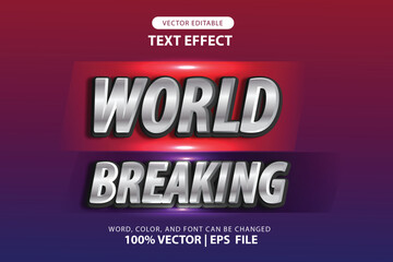 3d editable text effect template breaking news logo for news events or latest news headlines with old style metallic gradient.