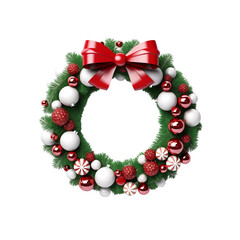 Fototapeta na wymiar christmas wreath isolated on white green red